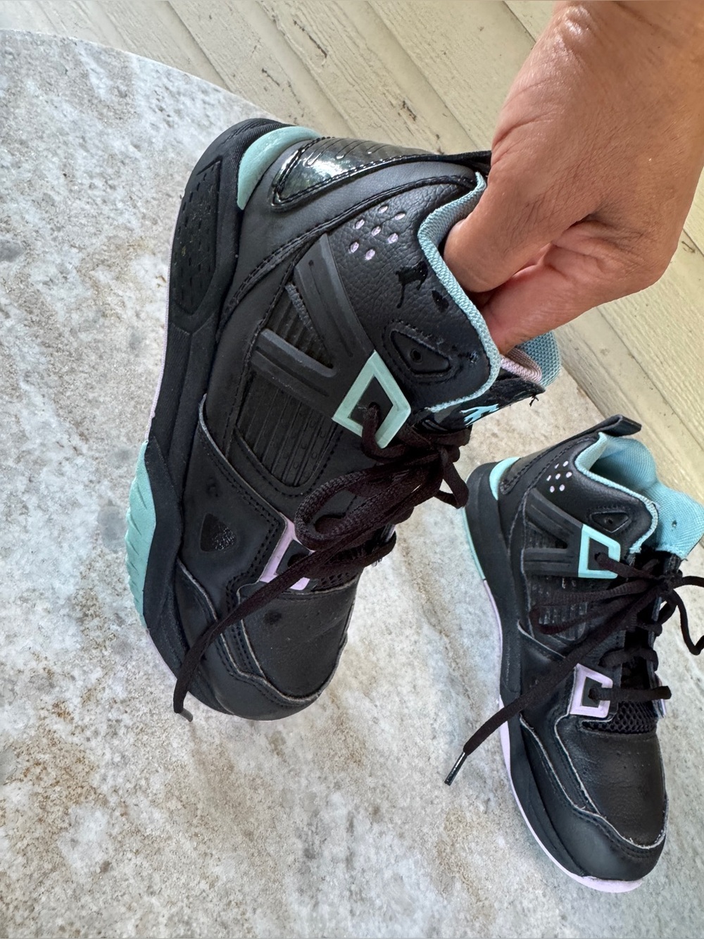 AND1Kids Jordan  Black and Teal Athletic Sneakers - Jumpman Style Size 2